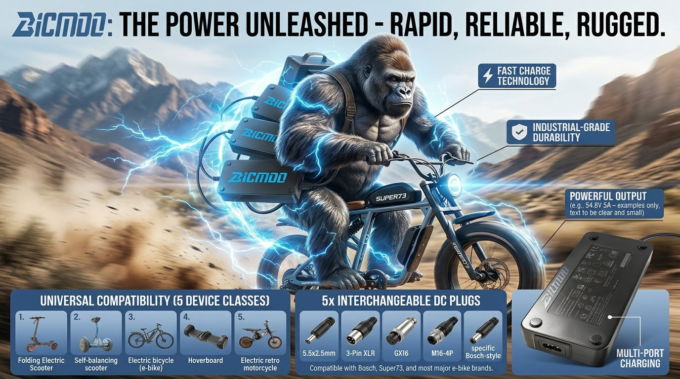 Bicmdo E-Bike Charger: Fast, Safe, and Compatible with Everything