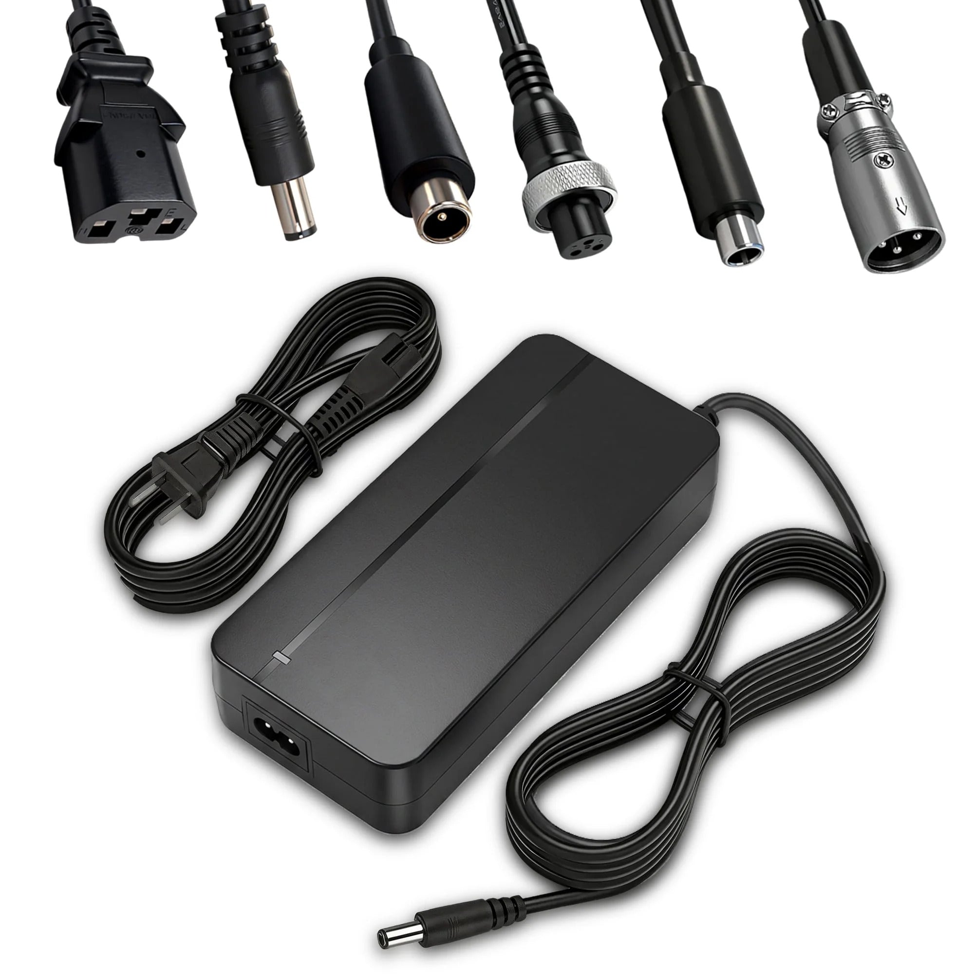 54.6V 2A E-Bike Charger – 7-in-1 Plugs