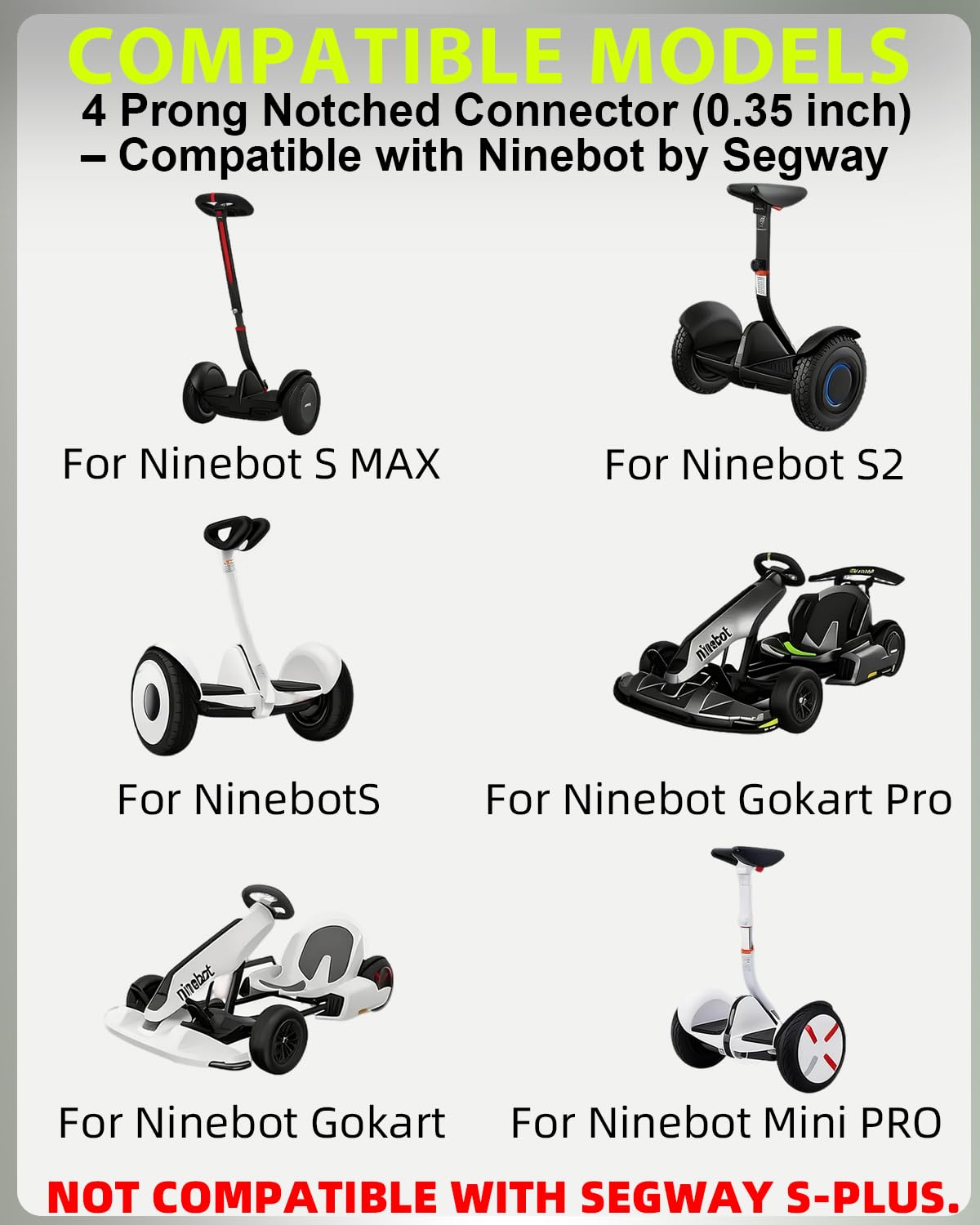 63V Segway Ninebot Charger – 4-Pin Charger for Ninebot S, Mini Pro, Mini Lite, L8, One A1, One S2, S-Max, GoKart Kit & GoKart Pro