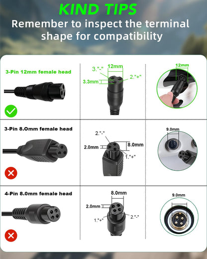 67.2V 3A Scooter Charger for 60V Li-ion Battery – 3-Pin Charger Compatible with YUME X11 Y11 M10, Kaabo Mantis 10/10 Pro V2, VSETT 10+ 10+R & Apollo Phantom