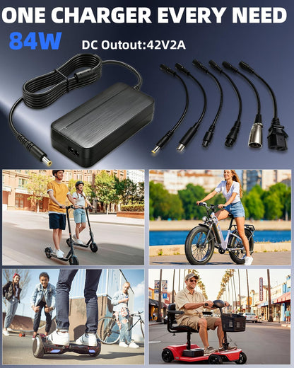 42V 2A Hoverboard Charger for 36V Electric Scooter & Hoverboard | 6-Prong Replacement Charger