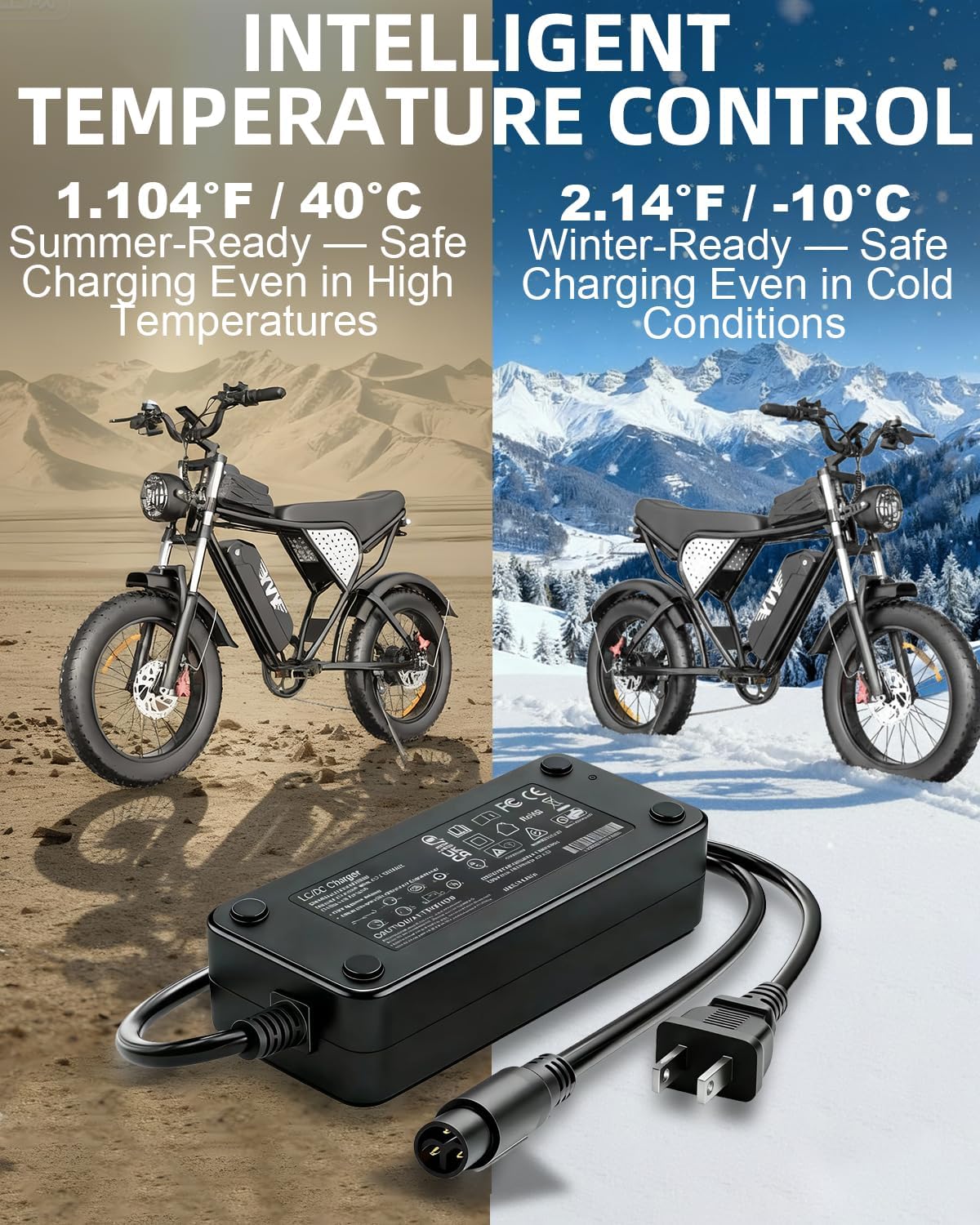 54.6V 2A Fast Charger for Super73 E-Bikes | 48V Lithium Battery Adapter