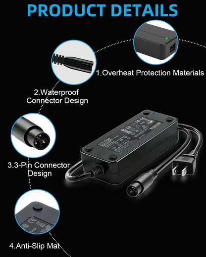 54.6V 2A Fast Charger for Super73 E-Bikes | 48V Lithium Battery Adapter