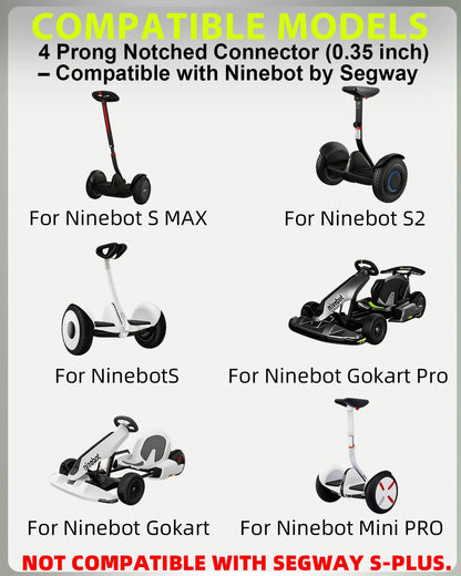 63V Segway Ninebot Charger – 4-Pin Charger for Ninebot S, Mini Pro, Mini Lite, L8, One A1, One S2, S-Max, GoKart Kit & GoKart Pro